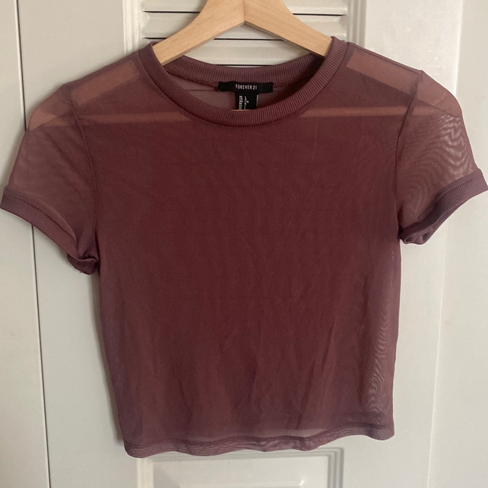 Forever 21 sheer crop top, wine colored